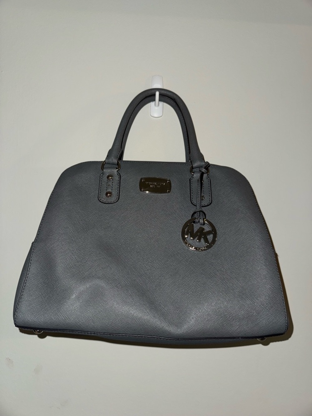 Michael Kors Charcoal Saffiano Leather Satchel with MK Charm